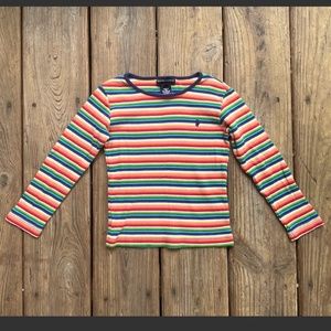 Vintage Ralph Lauren Colorful Striped Thermal Long Sleeve Shirt 4/4T